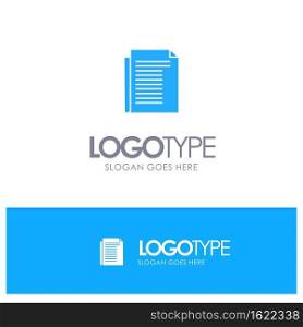 Document, Note, Report, Paper Blue Solid Logo with place for tagline