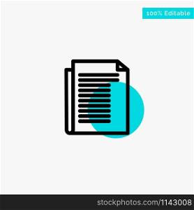 Document, Note, Report, Paper turquoise highlight circle point Vector icon