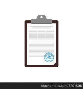 Document on tablet. Vector illustration in flat style design. Document on tablet. Vector illustration in flat style