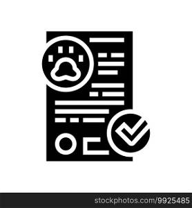 document or certificate for free animal glyph icon vector. document or certificate for free animal sign. isolated contour symbol black illustration. document or certificate for free animal glyph icon vector illustration