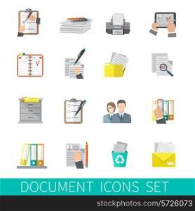 Document paper folder documentation organizing icon flat set isolated vector illustration