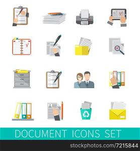 Document paper folder documentation organizing icon flat set isolated vector illustration