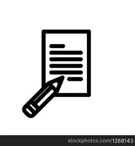 Document paper with pencil writing vector isolated linear icon, office symbol illustration.
