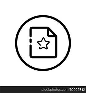 Document. Paper with star. Commerce outline icon in a circle. Isolated vector illustration