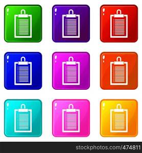 Document plan icons of 9 color set isolated vector illustration. Document plan icons 9 set