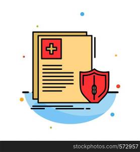 Document, Protection, Shield, Medical, Health Abstract Flat Color Icon Template