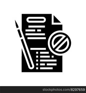 document reject glyph icon vector. document reject sign. isolated symbol illustration. document reject glyph icon vector illustration