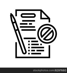 document reject line icon vector. document reject sign. isolated contour symbol black illustration. document reject line icon vector illustration