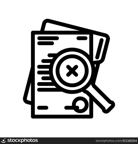 document reject line icon vector. document reject sign. isolated contour symbol black illustration. document reject line icon vector illustration