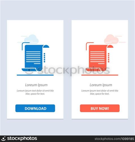 Document, Report, Note, Paper, Guidelines Blue and Red Download and Buy Now web Widget Card Template