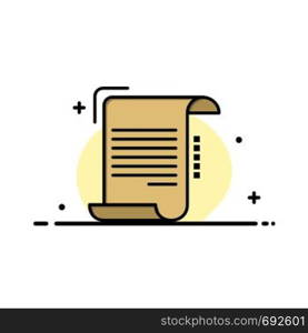 Document, Report, Note, Paper, Guidelines Business Flat Line Filled Icon Vector Banner Template