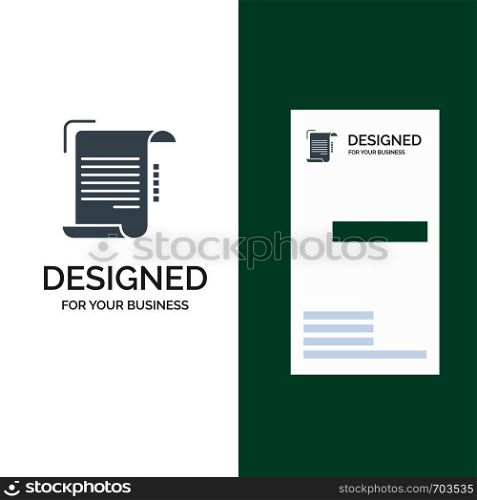 Document, Report, Note, Paper, Guidelines Grey Logo Design and Business Card Template