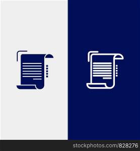 Document, Report, Note, Paper, Guidelines Line and Glyph Solid icon Blue banner