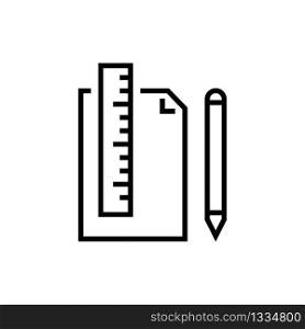 Document ruler and pencil icon in linear style. Vector EPS 10