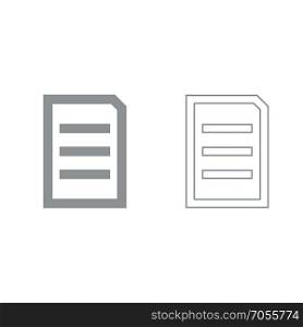 Document sheet grey set icon .