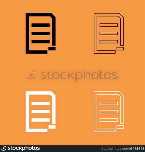 Document sheet substract black and white set icon .