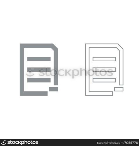 Document sheet substract grey set icon .