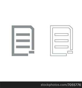 Document sheet substract grey set icon .