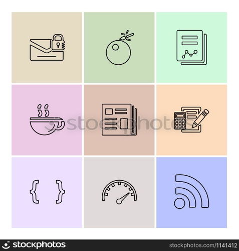 document , sound , multimedia , user interface , pointer , balloons , time , key , menu , mute , sound , speaker , mail , help , star , icon, vector, design, flat, collection, style, creative, icons