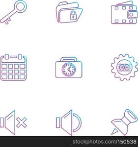 document , sound , multimedia , user interface , pointer , balloons , time , key , menu , mute , sound , speaker , mail , help , star , icon, vector, design,  flat,  collection, style, creative,  icons