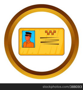 Document taxi driver vector icon in golden circle, cartoon style isolated on white background. Document taxi driver vector icon