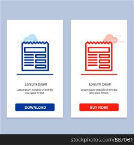 Document, Text, Basic, Ui Blue and Red Download and Buy Now web Widget Card Template