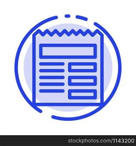 Document, Text, Basic, Ui Blue Dotted Line Line Icon