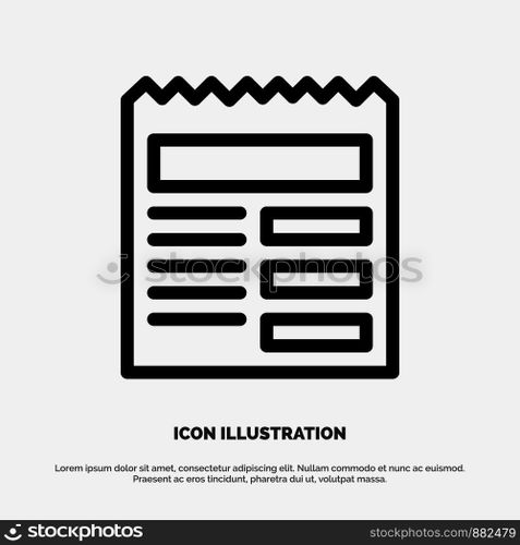 Document, Text, Basic, Ui Line Icon Vector