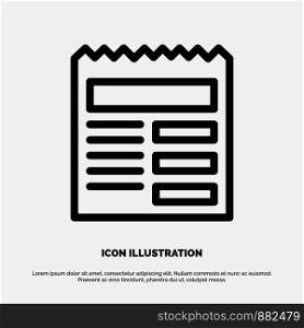 Document, Text, Basic, Ui Line Icon Vector