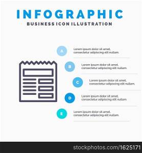 Document, Text, Basic, Ui Line icon with 5 steps presentation infographics Background