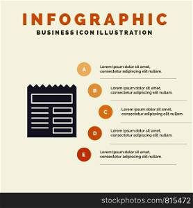 Document, Text, Basic, Ui Solid Icon Infographics 5 Steps Presentation Background