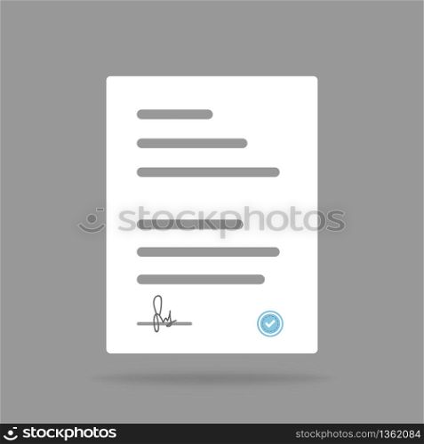 Document vector file. Paper icon of contract in flat. Paperwork illustration of agreement with background. Office document isolated. Vector EPS 10