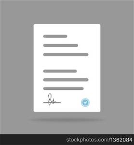 Document vector file. Paper icon of contract in flat. Paperwork illustration of agreement with background. Office document isolated. Vector EPS 10