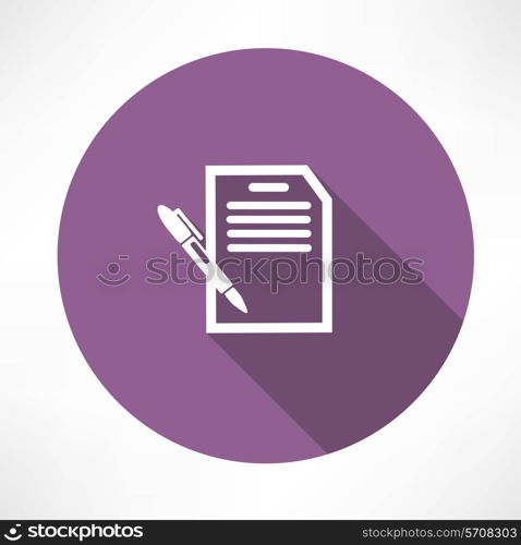 document with pen icon. Flat modern style vector illustration