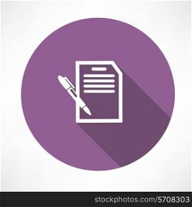 document with pen icon. Flat modern style vector illustration