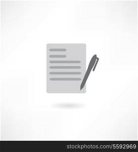 document with pen - vector icon