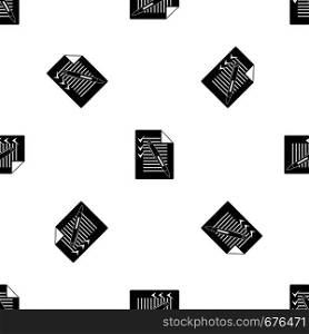 Document with plan and pen pattern repeat seamless in black color for any design. Vector geometric illustration. Document with plan and pen pattern seamless black