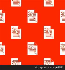 Document with plan and pen pattern repeat seamless in orange color for any design. Vector geometric illustration. Document with plan and pen pattern seamless