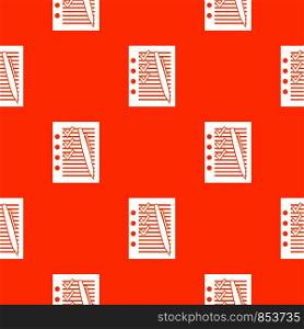 Document with plan and pen pattern repeat seamless in orange color for any design. Vector geometric illustration. Document with plan and pen pattern seamless