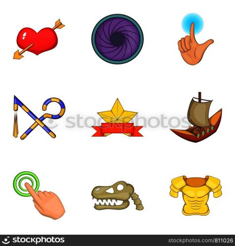 Documentary icons set. Cartoon set of 9 documentary vector icons for web isolated on white background. Documentary icons set, cartoon style