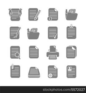 Documents folders and files written or printed icons set isolated vector illustration