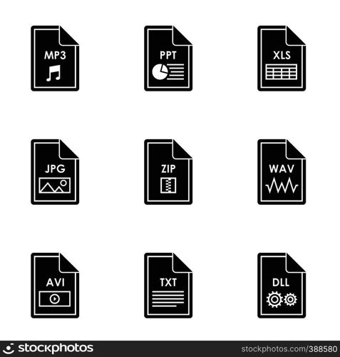 Documents icons set. Simple illustration of 9 documents vector icons for web. Documents icons set, simple style