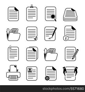 Documents paper and files written or printed icons set isolated vector illustration