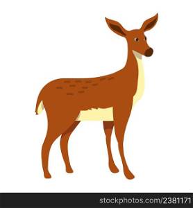 Doe semi flat color vector character. Posing figure. Full body animal on white. Mammal without antlers. Female deer simple cartoon style illustration for web graphic design and animation. Doe semi flat color vector character