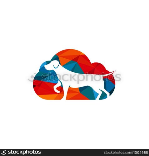 Dog and cloud icon logo design vector illustration. Veterinary vector logo design template.