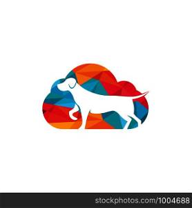 Dog and cloud icon logo design vector illustration. Veterinary vector logo design template.