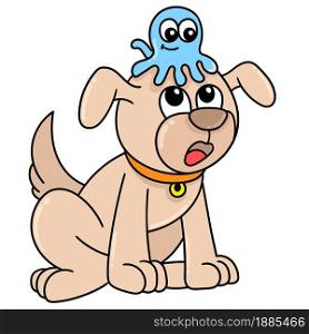 dog and jellyfish are friends doodle kawaii. doodle icon image. cartoon caharacter cute doodle draw