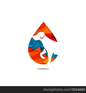Dog and water drop icon logo design vector illustration. Veterinary vector logo design template.