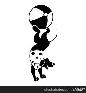 Dog ball balancing act simple icon isolated on white background. Dog ball balancing act