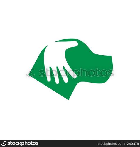 dog being caressed by his owner, concept of friendship. Vector sign